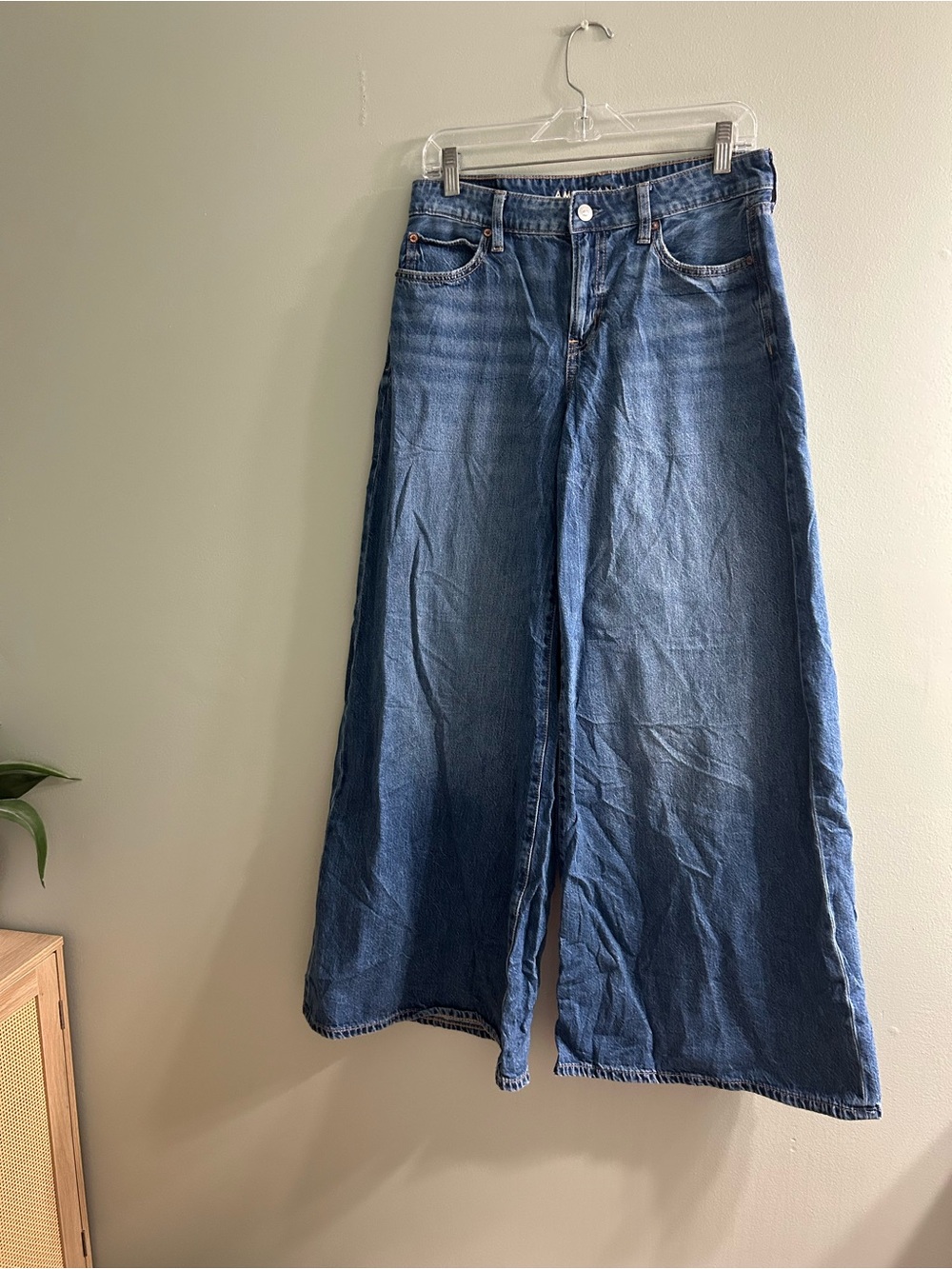 American eagle a line fit stretch waist wide leg jeans medium wash